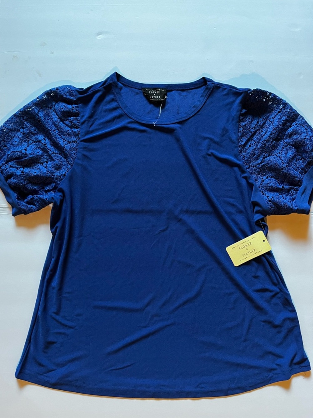 NWT Royal Blue Lace Sleeve Women's Top 2xl blouse top office party